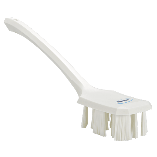 Vikan 41925 Short Handle Scrubbing Brush- Stiff, White