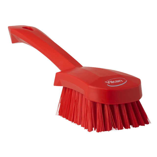 Vikan 41864 Long Handle Scrubbing Brush- Stiff, Red