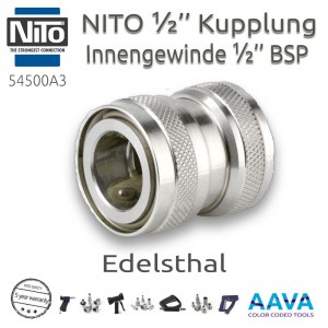 Vikan 54500A3 Nito Stainless 1/2'' Coupling with 1/2'' Female Thread BSP