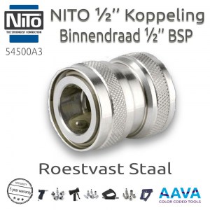Vikan 54500A3 Nito Stainless 1/2'' Coupling with 1/2'' Female Thread BSP